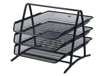 Ažurový organizér na dokumenty se třemi zásuvkami černý GR-069 Grand